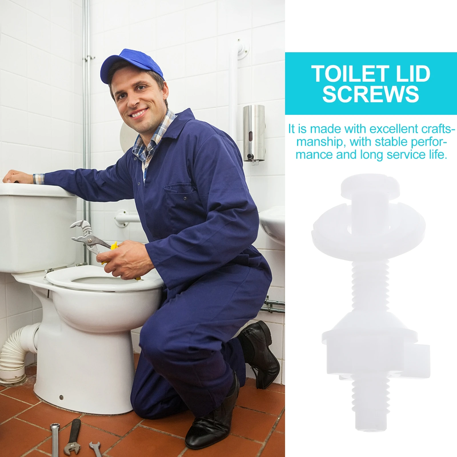 

4 Pcs Toilet Seat Cover Fixing Screw Accessories Replacement Hardware Standard Lid Broken Easy Install Bathroom Good Quality