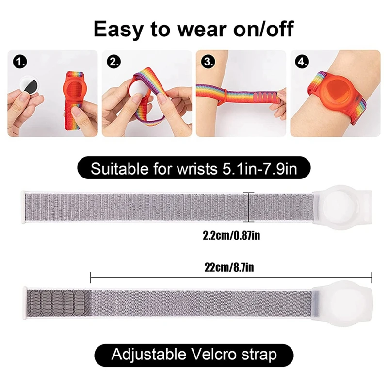 2X Kid Wristband compatibile con Apple Airtag, custodia protettiva per Air Tag GPS Tracker Holder con bracciale in Nylon H