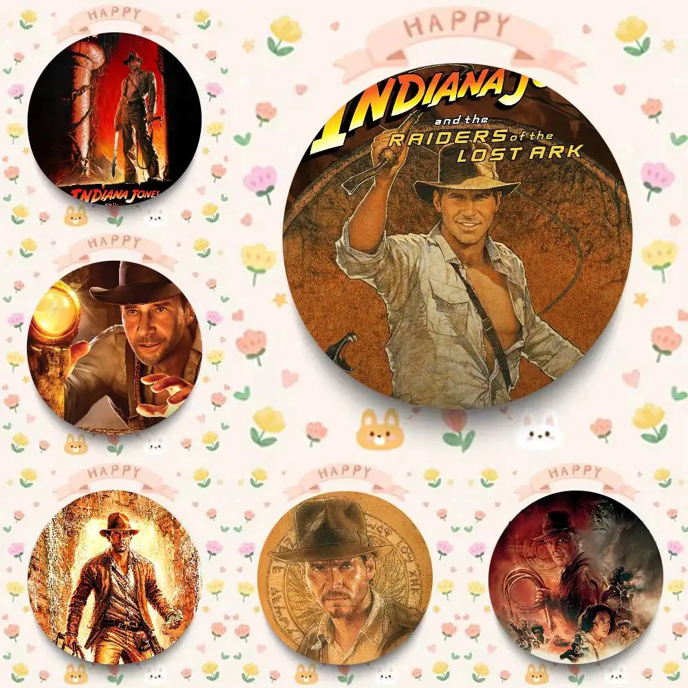 Movie Indiana Jones Anime Manga Pins Cartoon Badge Backpack Clothes Collar Lapel Pin Jewelry Accessories