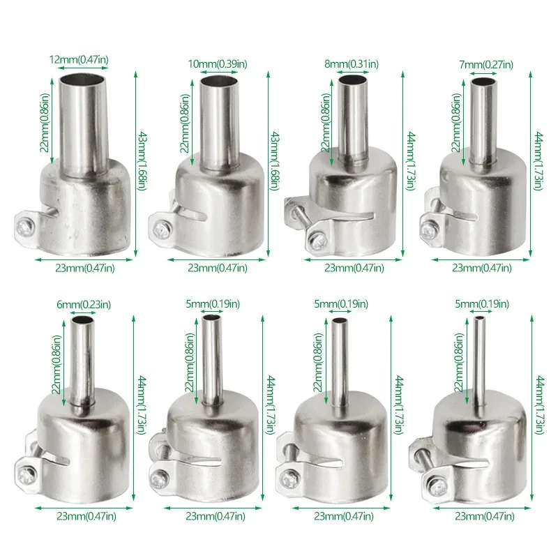 Heat Gun bicos para reparação do telefone móvel, 850 estação de solda de ar quente, BGA bocal, ferramenta de retrabalho, 3mm, 4mm, 5mm, 6mm, 7mm,