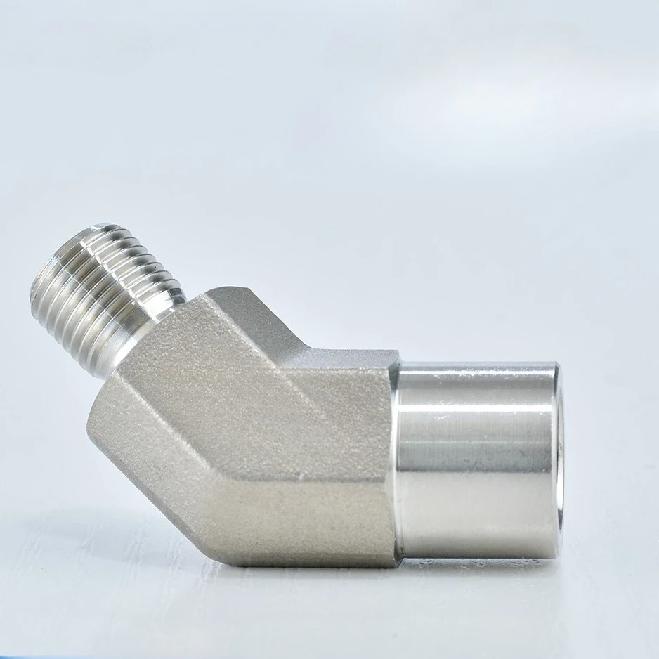 1/8" 1/4" 3/8" 1/2" BSP Female To Male Thread 304 Stainless Steel High Pressure 45 Degree Elbow Forging Pipe Fitting Adapter