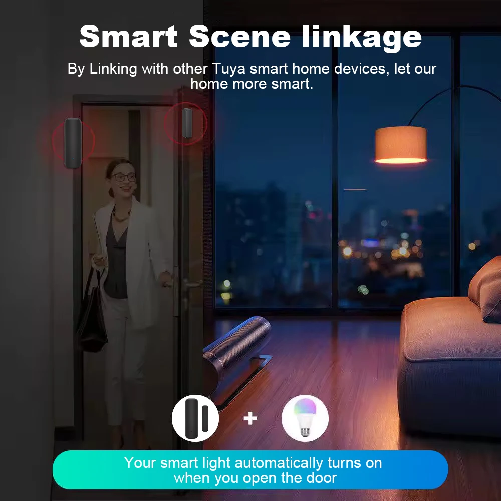 Tuya لاسلكي واي فاي باب ويندور الاستشعار المغناطيسي 19JWT باب مفتوح إغلاق كاشف جهاز أمن الوطن الذكي دعم التحكم الصوتي #4