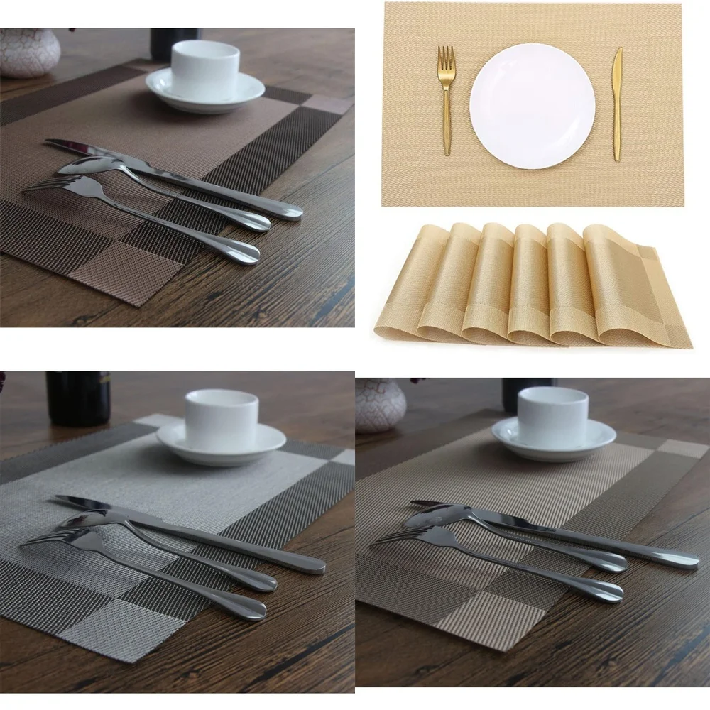 

PlacematsSet of 4 Non Slip PVC Placemats Heat Resistant Table Mats for Dining Kitchen Use Waterproof Easy Clean Tableware