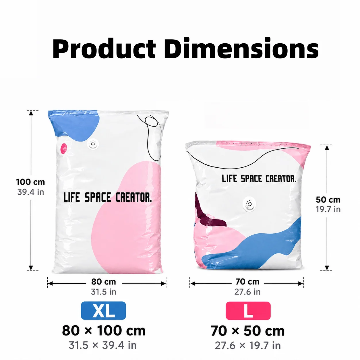 3pcs Self-Press Vacuum Compression Storage Bags, Pump Free Space Saving Seal Bags for Clothing Quilt Blanket Wardrobe Organizer