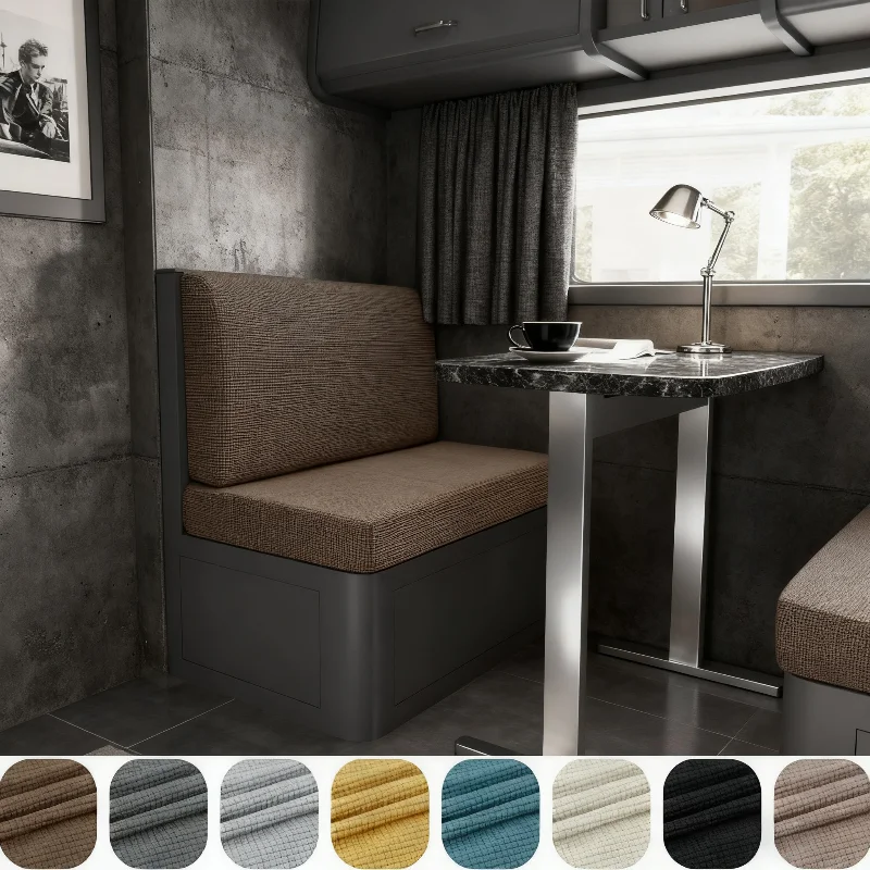 Polar Fleece Elastic RV Sofa Covers Anti-Slip Universal Stretch Couch Cover Booth Seat Covers RV Camper Car Bench Backrest Cover