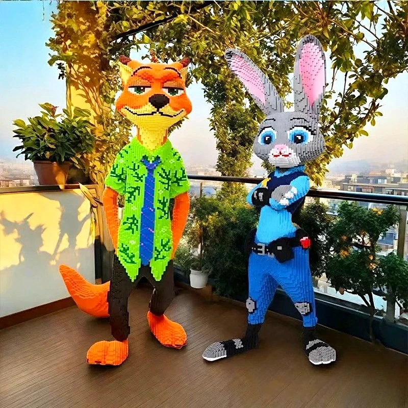 Bloques de Construcción de 45 cm de Tamaño, Diseño de Ciudad Animal, Judy Rabbit y Nick Fox, Juguete de Rompecabezas para Niños, Adorno, Novedad 2026