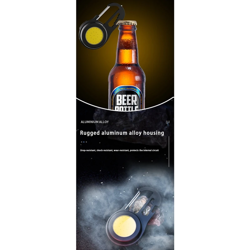 Mini LED Flashlight, 800 Lumens USB Rechargeable COB Keychain Work Light with Bracket for Emergencies