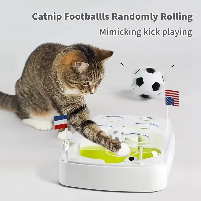 AFP New Arrival Interactive Cat Teaser Toy Soccer Kick Play Soccer Field IQ Training Whack A Mole Pet Cat Toy With Catnip