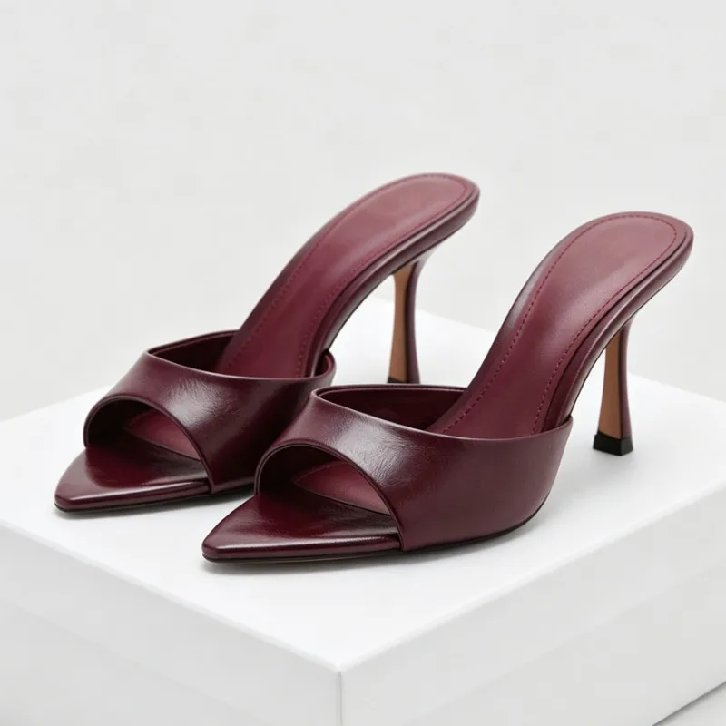 Brand Designer High Heeled Slippers for Women Pointed Toe Fashion Slides Comfy Non-slip Casual Beach Women's Sandals Summer 2026