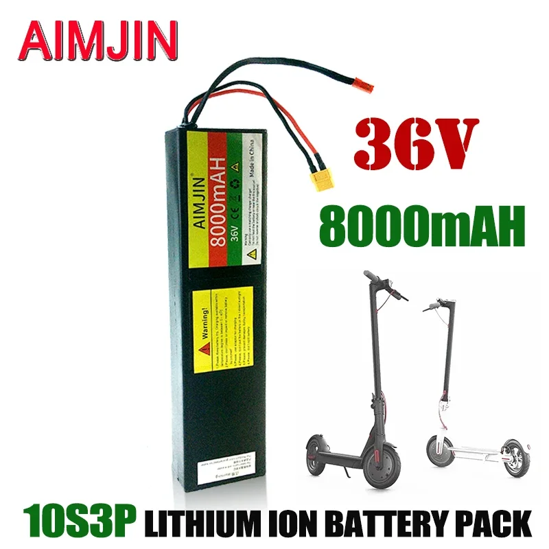 

36V 8000mAh with XT60+JST Plug ,Suitable for Electric Scooter 10S3P Li-ion Rechargeable Battery Pack