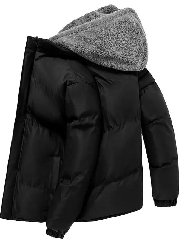 

Men's Casual Thiened Winter Cotton Jaet 2024 Faionable Warm Student Coat ort Outerwear Polyester Filling Zipper Closure