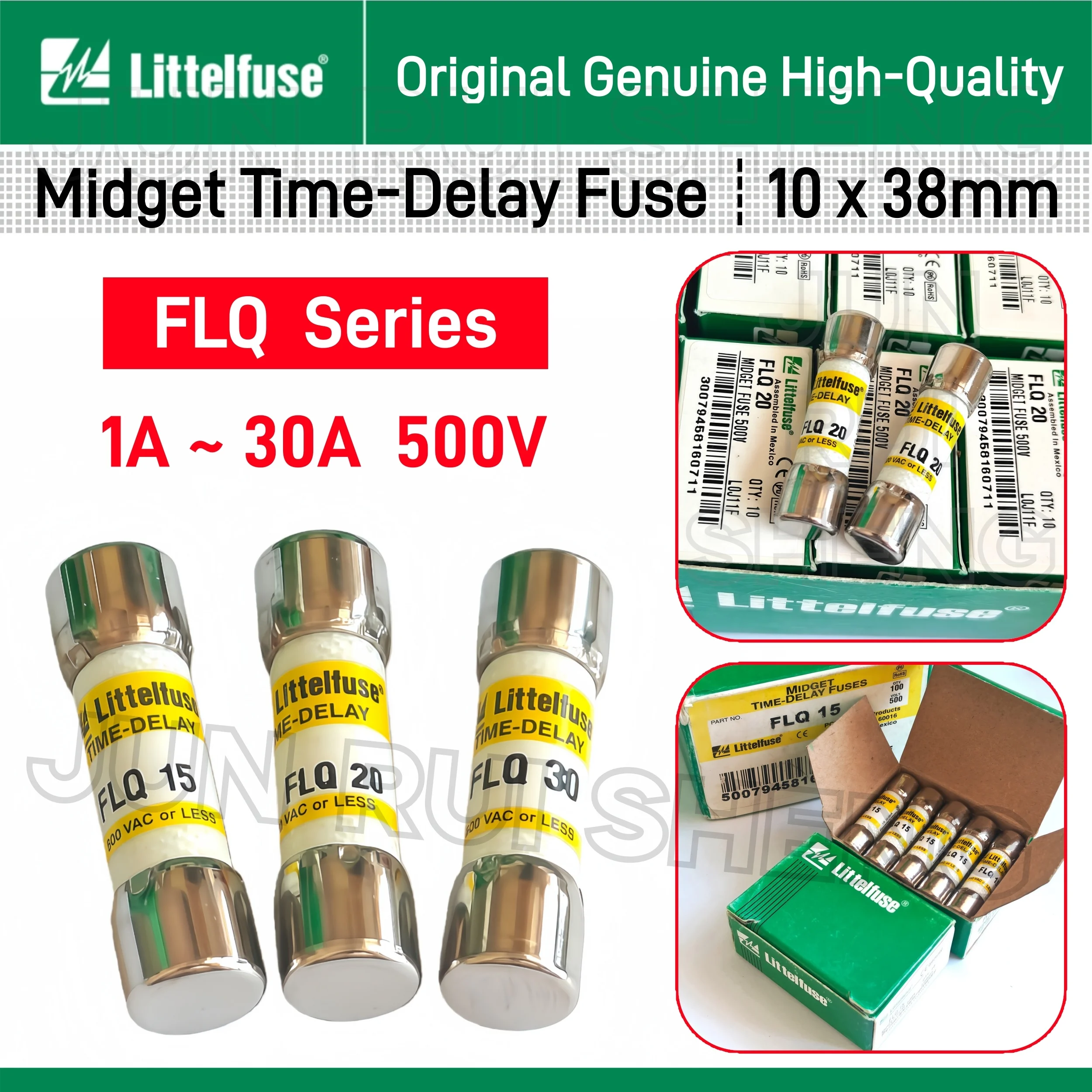 

5PCS Littelfuse FLQ Time Delay Fuse FLQ 1A 2A 3A 4A 5A 6A 7A 8A 9A 10A 12A 14A 15A 20A 25A 30A Slo-Blo 500V Midget Time Lag Fuse