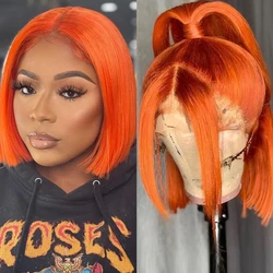 Ginger Short Bob Lace Front Wigs 100% Human Hair Wigs Bob Lace Wigs For Women Blonde Orange Straight Brazilian Hair Closure Wig