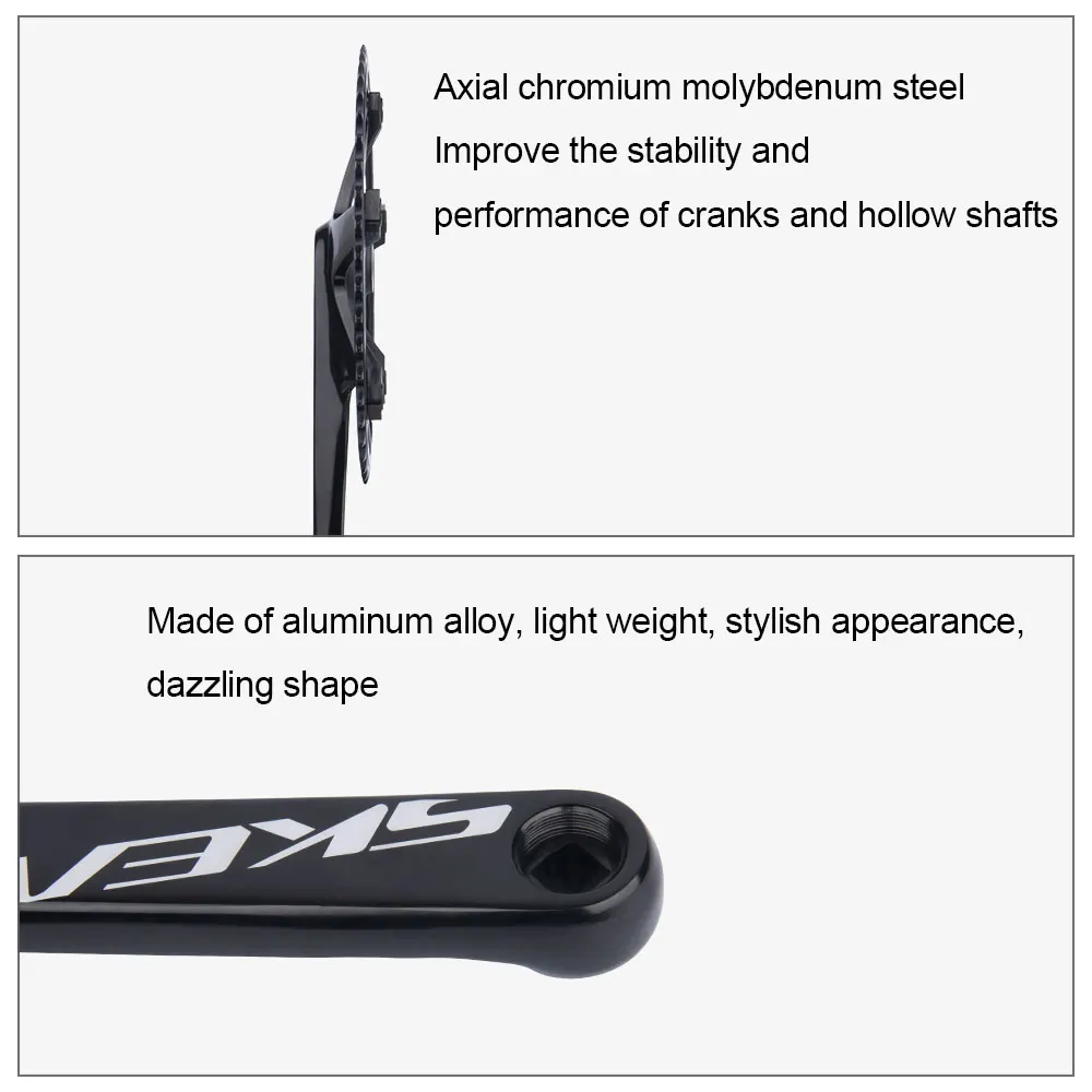 BOLANY Square Hole Alumniun Alloy Single Chainwheel Bicycle Crankset SKEACE 144BCD 165mm Integrated Fixed Gear Crankset