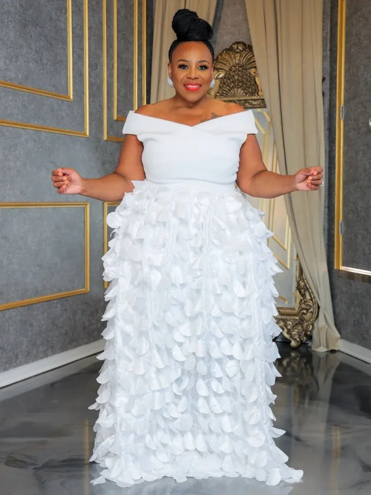 فساتين Wmstar مقاس كبير للنساء للبيع بالجملة فستان شبكي مرقع بدون أكتاف عالي الخصر لحفلات أعياد الميلاد المسائية جديد في الصيف #2