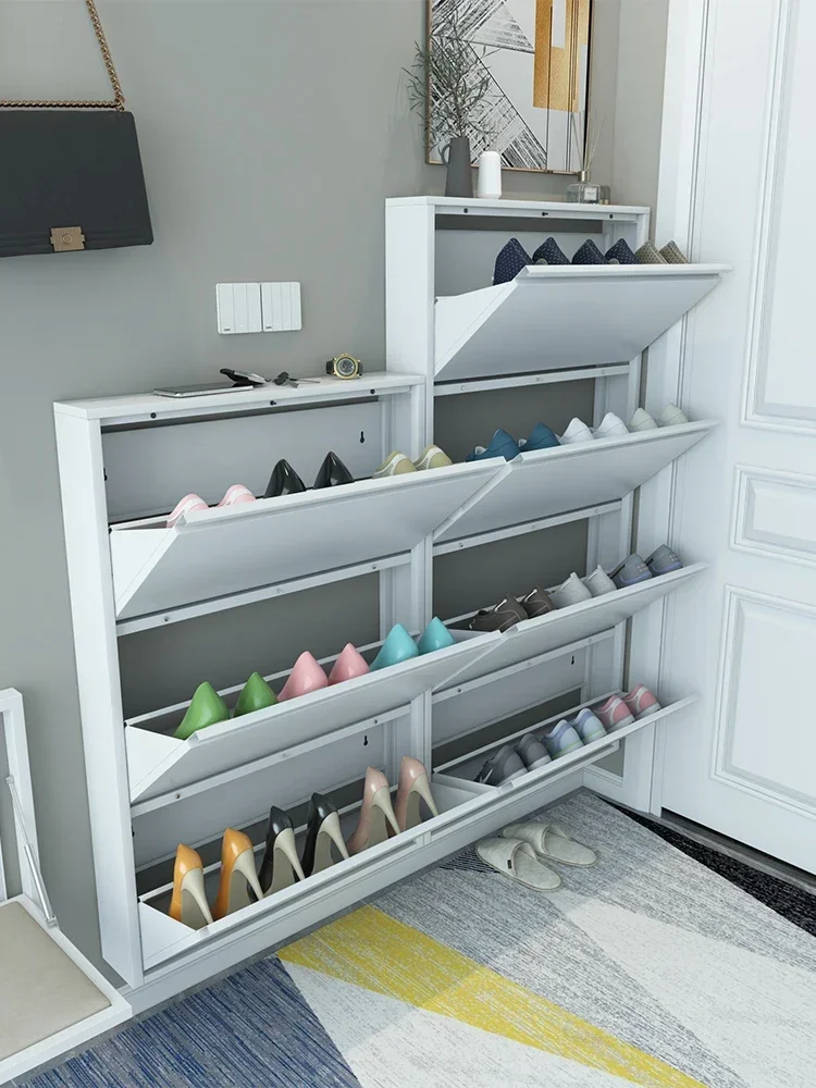 Suitable for family door step entrance, economical large-capacity 12cm wall-mounted ultra-thin narrow shoe cabinet
