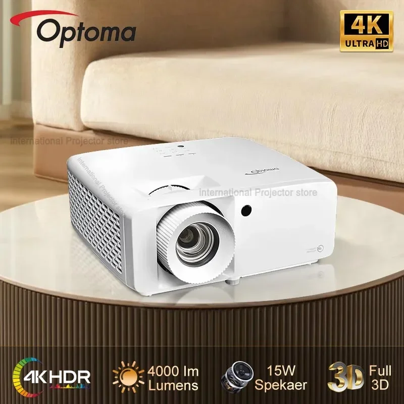 Optoma UHZ616 4K UHD Projector 4000 ISO lumens 0.65 DMD Blue Ray 3D Home Theater 15W Speaker Beamer With High Contrast 1500000:1