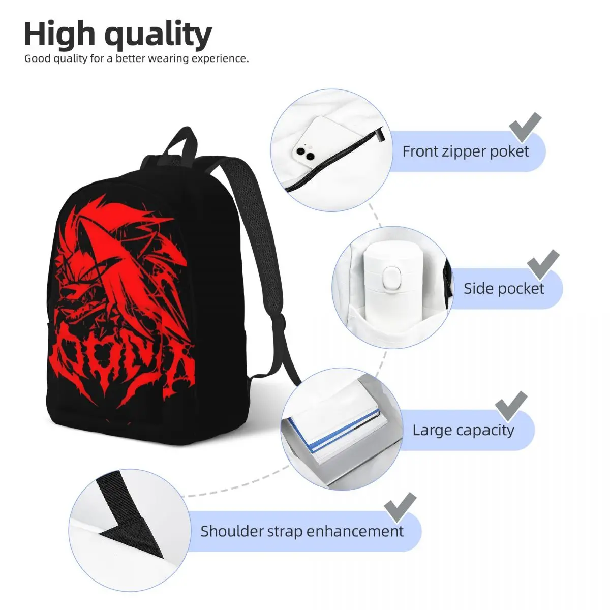 Journey Loona Multi Compartment Dual-Use H-Helluva Boss Schoolbag For Boy Girl Bookbag Gift image 5