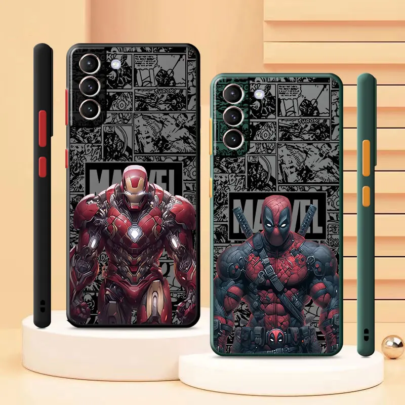 Luxury Case for Samsung Galaxy S22 Plus S20 FE S21 S23 Ultra S24 Ultra S21 Ultra S23 Plus Cover Marvel IronMan Deadpool Shell