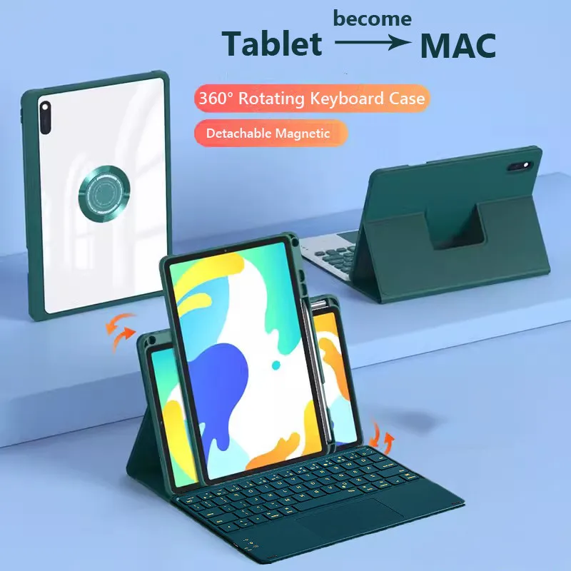 

Case for Samsung Galaxy Tab S10 FE 10.9 Inch 2025 X520 X526 S9 FE X510 11inch 2023 S9 S8 S7 360 Rotation Touchpad Keyboard Case