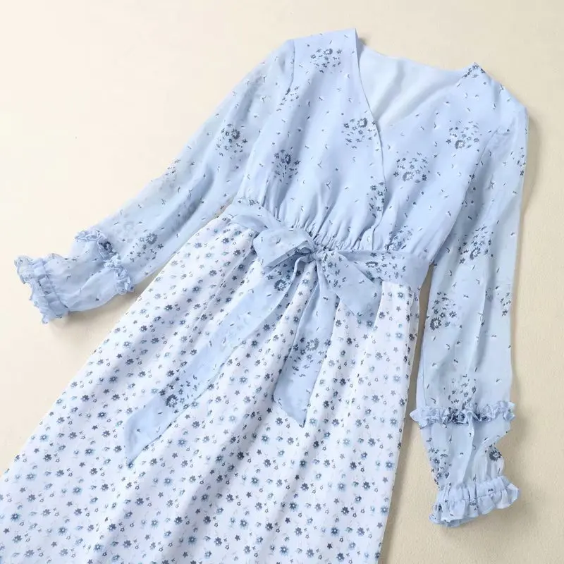 فستان الأميرة أزياء كيت ميدلتون فستان نسائي مرقع بأكمام طويلة