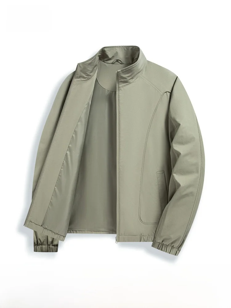 

Мужская короткая модная деловая куртка Весна 2026, для поездок на работу, с воротником-стойкой, из полиэфирного волокна, стандартный крой, в джентльменском стиле