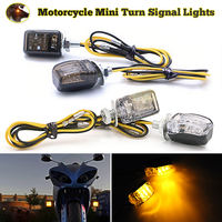 2Pcs Mini  Motorcycle LED Turn Signal Lights Indicators 6LED Amber Flashing Blinkers 12V 6mm MotorBike Accessories