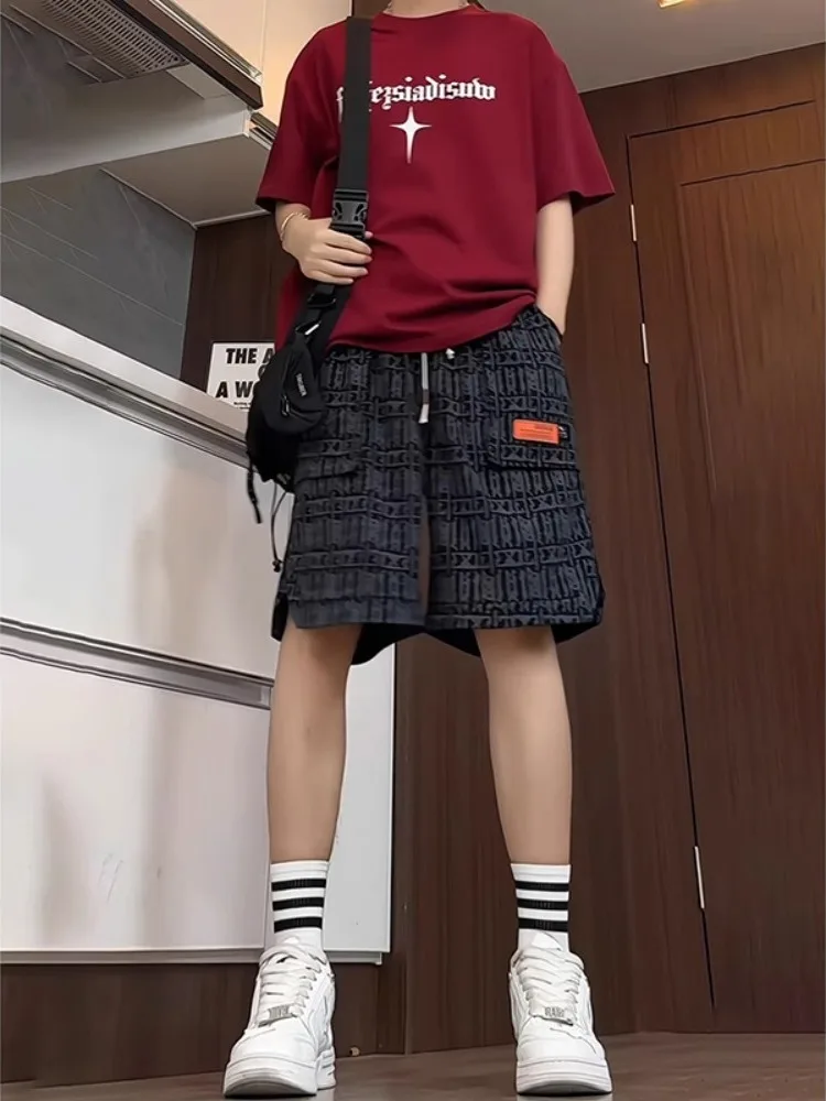 

Bla Workwear ort Pants Men Summer Trendy Cool over Knee Casual Five Sixths Teenage Youth Loose Fit Polyester Fiber orts