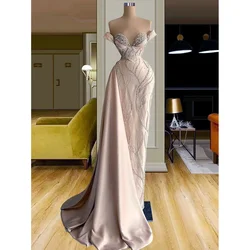 Fashion Sweetheart Beads Sequined Evening Dresses Elegant Off the Shoulder Mermaid Gowns Chic Sweep Train Prom Party Dresses