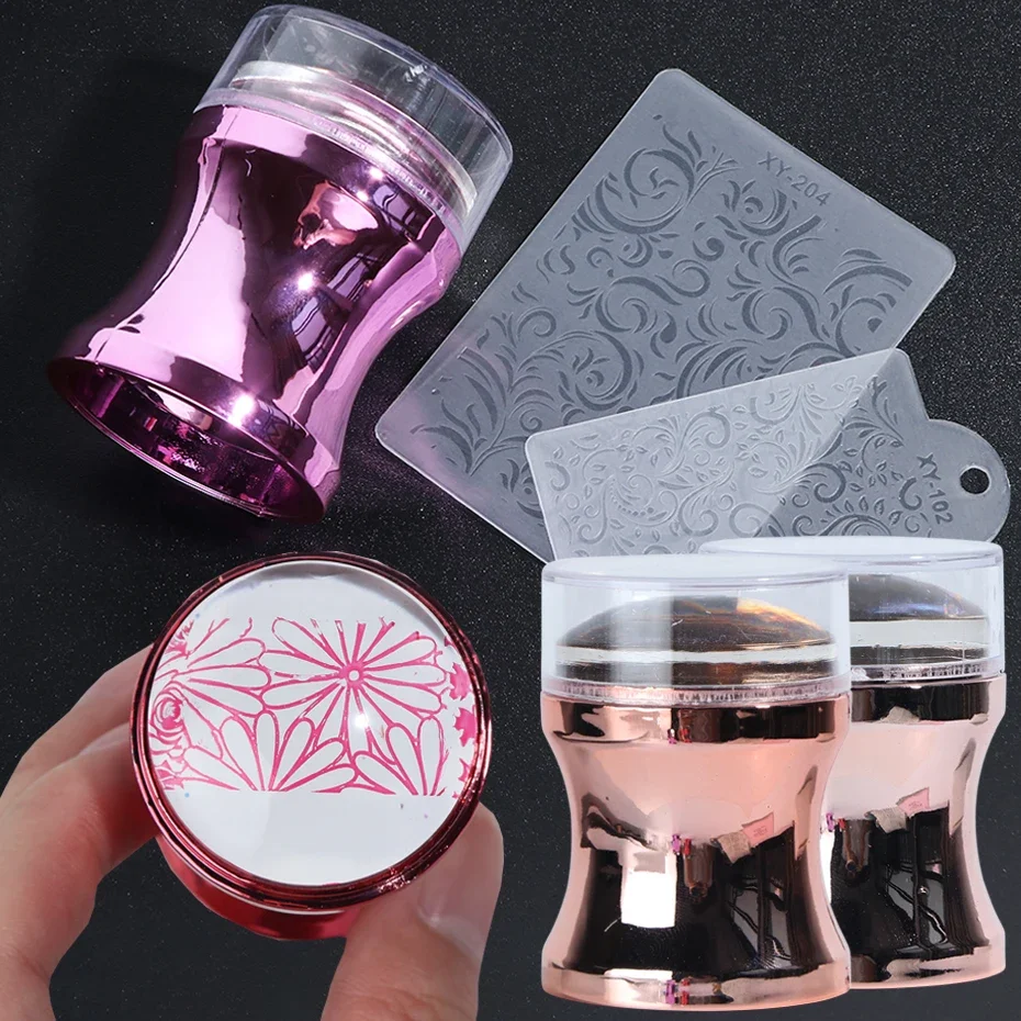 Metal Silicone Jelly Nail Art Stamper Scraper Set Manicure Polish Print Transfer French Design Nail Stamp Template Tool Supplies