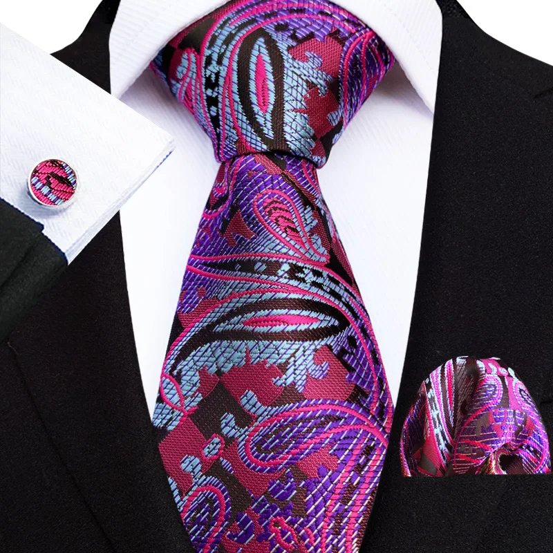 2023 New Paisley Waist Blossom Men's Tie Pocket Scarf Cuff Three Piece Set