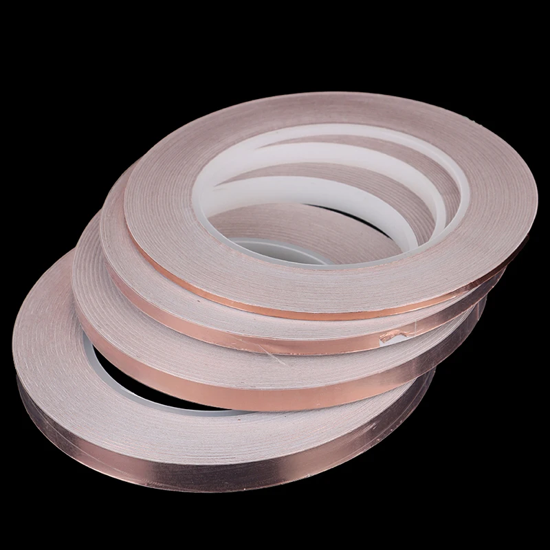 

3mm 6mm 8mm 10mm Copper Foil Tape Conductive Strip Adhesive Double Sided For EMI Shielding Stained Glass Slug Deterrent