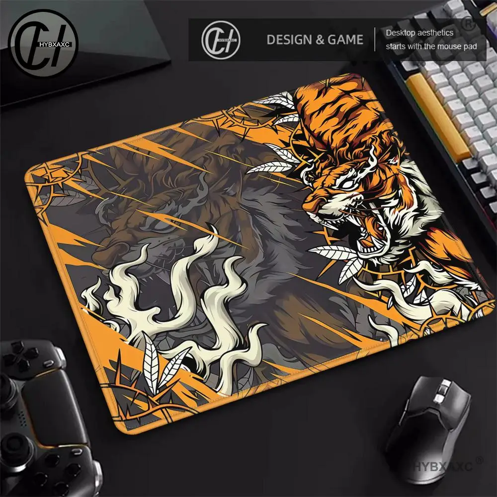 Fierce Demon Tiger Large Gaming Mouse Pad, Anti‑Slip Rubber Desk Mat, Cool Mystic Beast Art Keyboard Mat for Ga