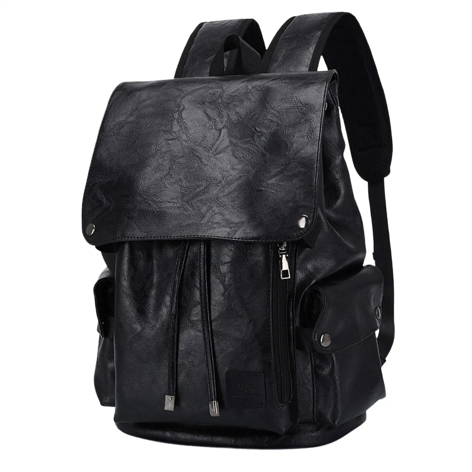 Laptop Backpack PU Leather Waterproof Lightweight Drawstring Closure Travel