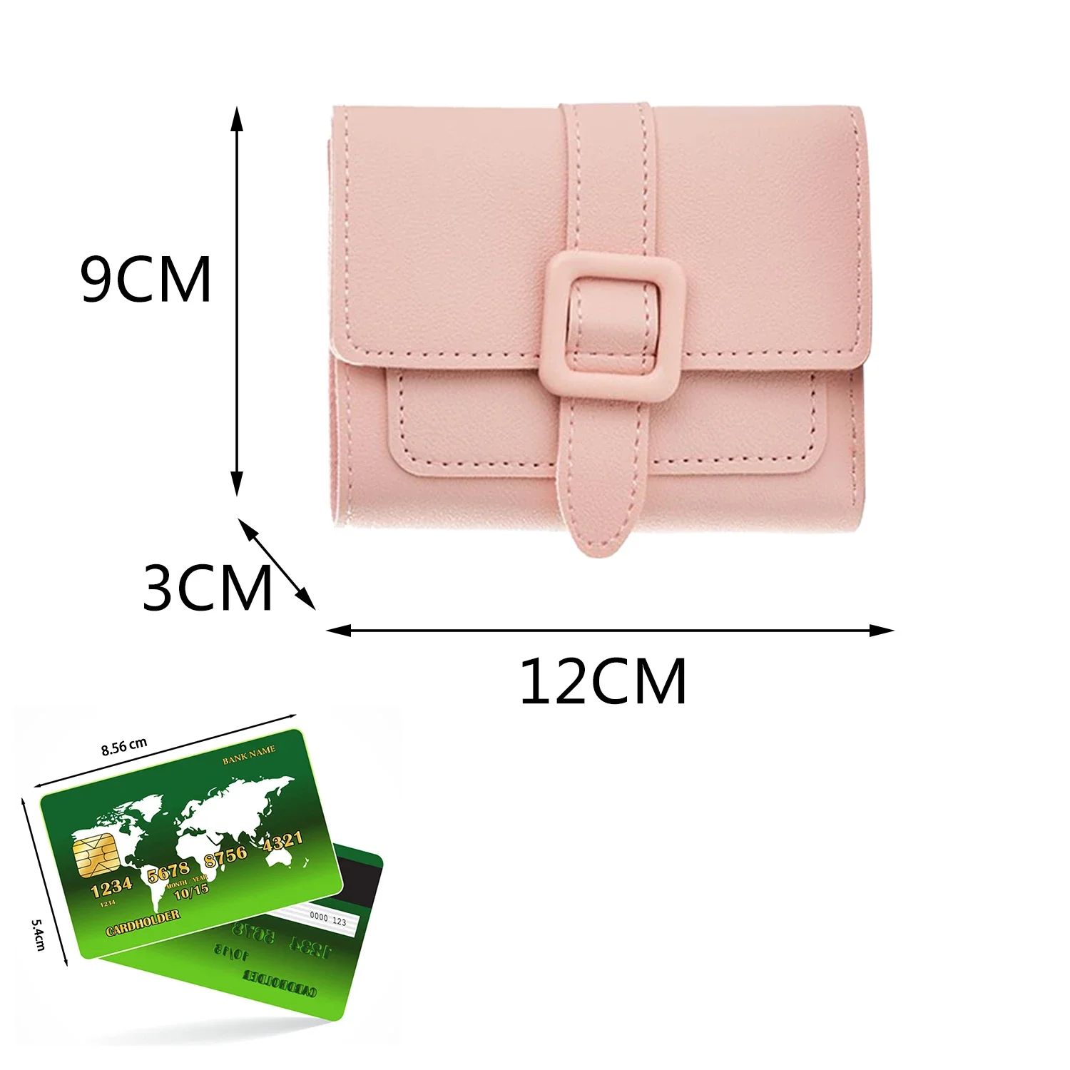 PU Leather Square Buckle Porta-moedas para mulheres, titular do cartão, vários slots de cartão, carteira monocromática, bolsas de senhoras, moda