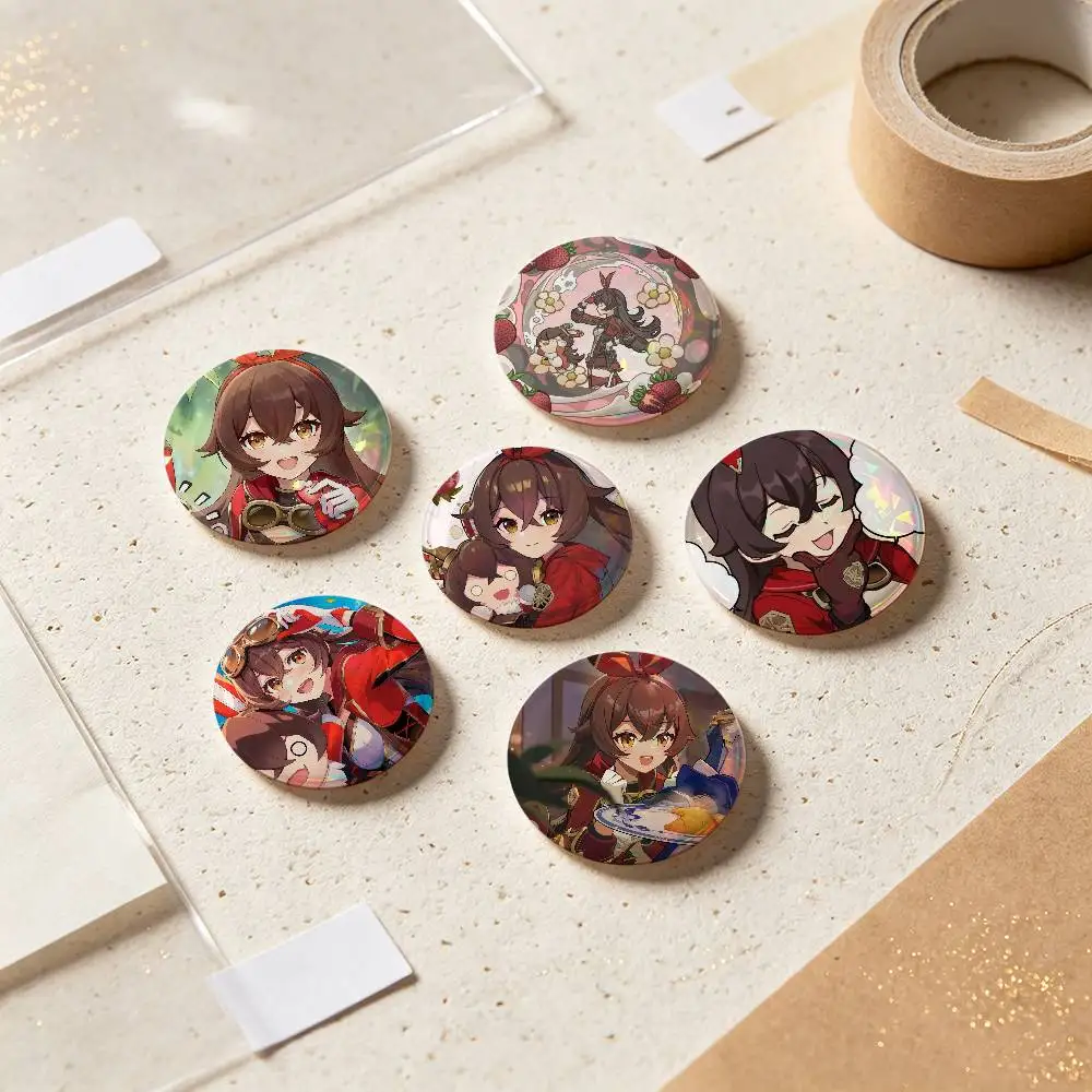 Amber Genshin Impact Badges 25 32 44 58 75 Mm Round Cosplay Pin Bag Decor Fans Collect Friends Gifts Brooch Souvenir
