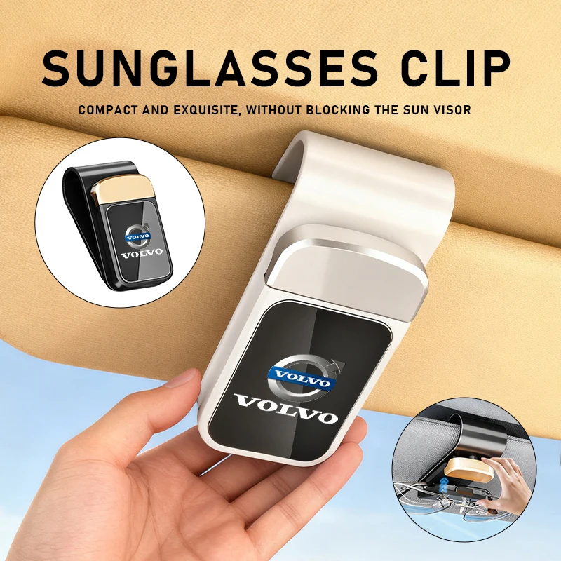 Soporte para Gafas de Sol y Lentes para el Interior del Automóvil Volvo, Clip de Almacenamiento para Gafas, Accesorios para XC60 XC90 S60L ﻿   S80L S60 S80 V60 C70 S40 C30