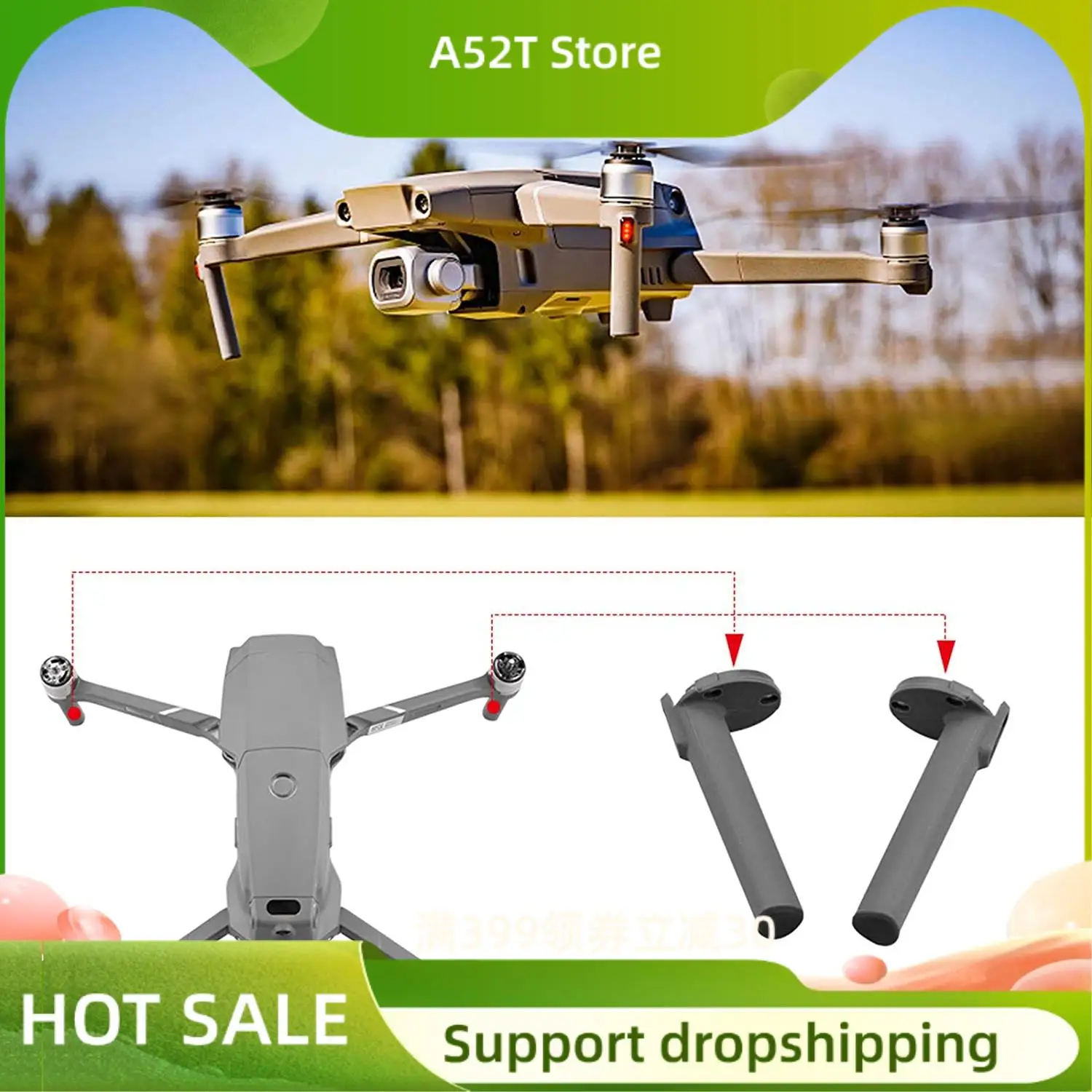A52T Front Left And Right Leg Landing Gear Left & Right Foot Replacement For DJI 2 Pro/Zoom Drone Accessories 1 Set