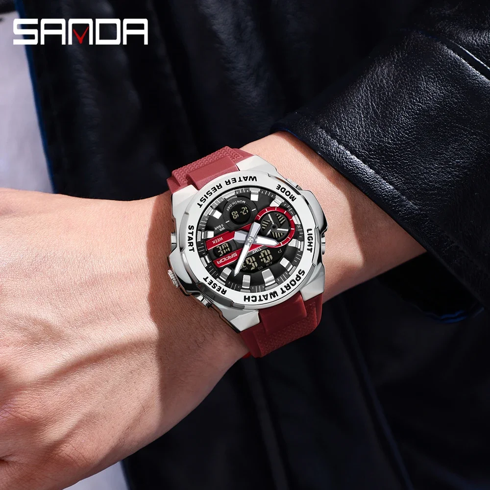 SANDA New 3385 Fashion Student Electronic Watch Multi functional Waterproof Luminous LED Student Electronic Watch Alarm Clock