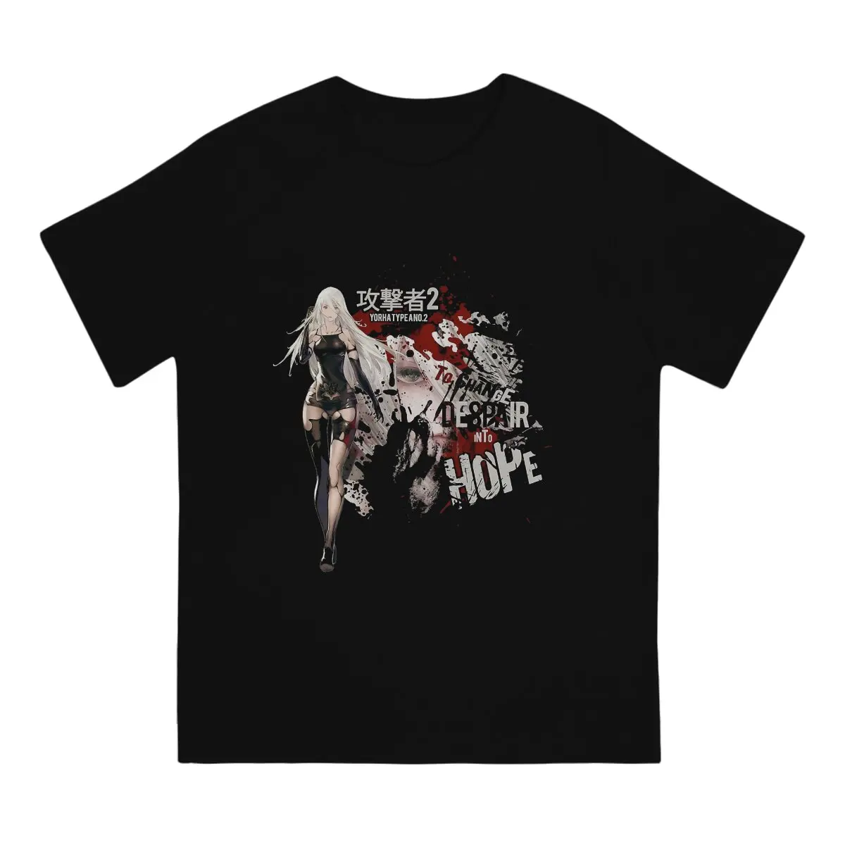 Men's T-Shirt A2 Despair  Humorous 100% Cotton Tee Shirt Short Sleeve NieR Automata Game T Shirts Round Neck Clothes Unique