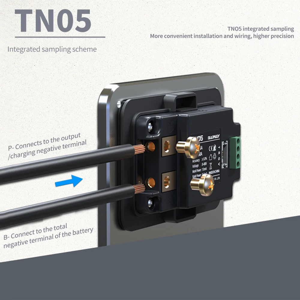 TN05 Battery Capacity Tester 8-80V 50A Built In Sampling Precision Coulomb Meter Battery Level Indicator Voltmeter Amperemeter