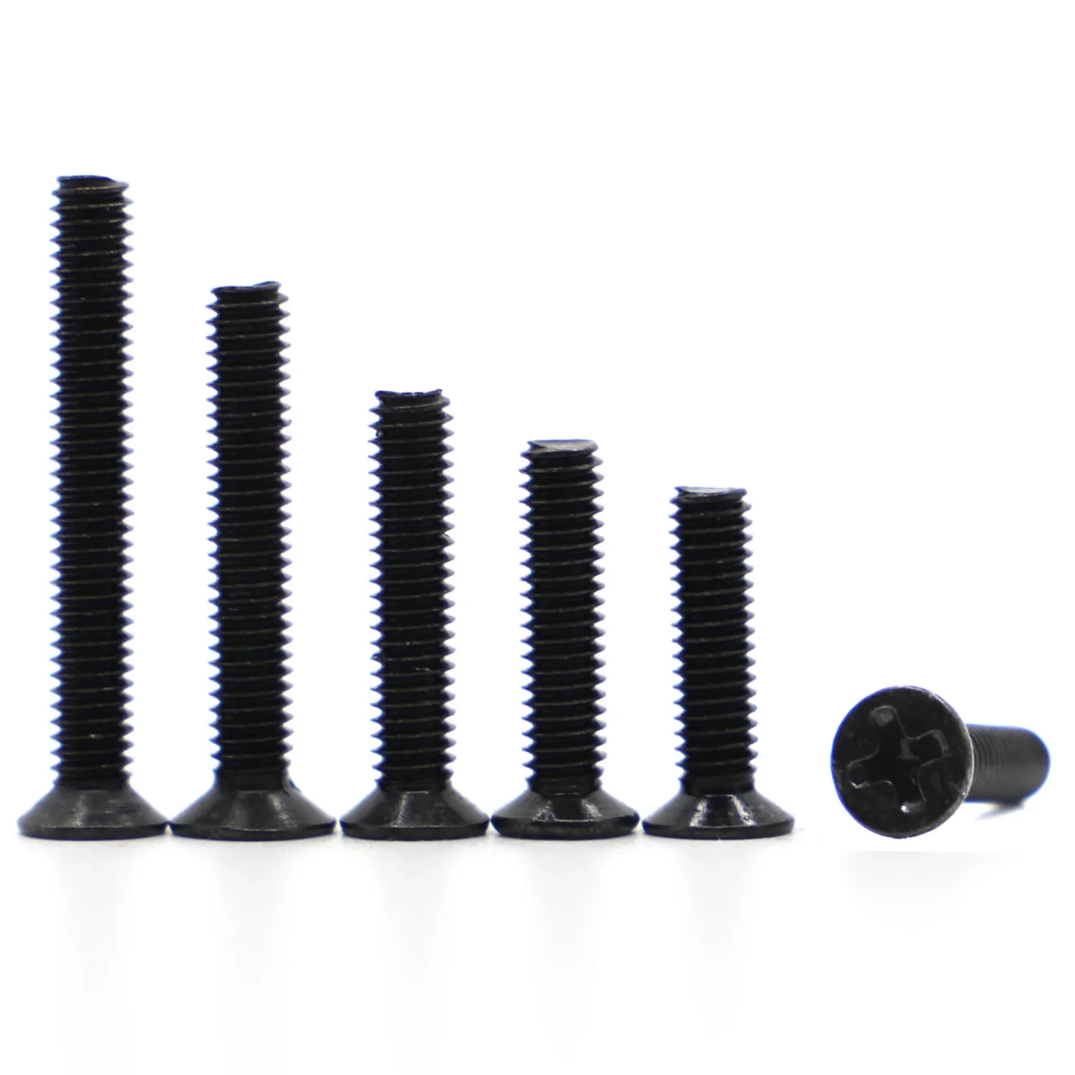 10-50pcs M1 M1.2 M1.4 M1.6 M2 M2.5 M3 M4 M5 Black Mini Micro Computer Small Cross Phillips Flat Head Bolt Notebook Screws