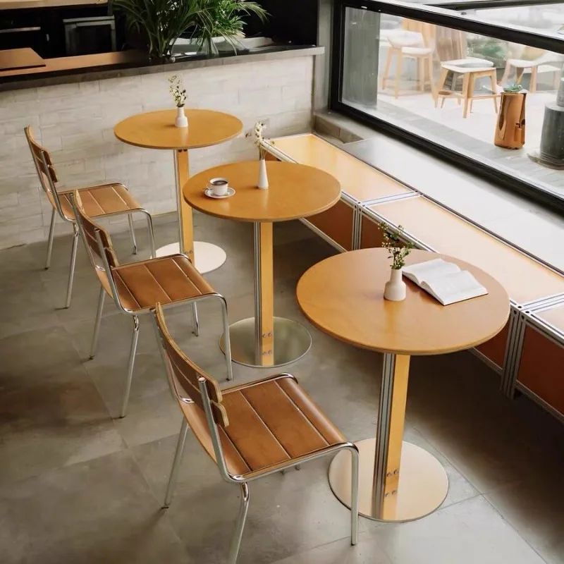Vintage Commercial Pub Table Apartment Living Room Small Round Desk Sturdy Coffee Tables for Milk Tea Dessert Shop Dining Tables