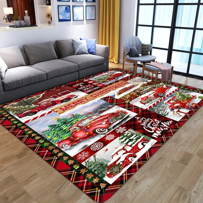 3d red carpets for living room bedroom kids play soft floor mat parlor large non-slip rugs Santa Claus christmas home Decoration