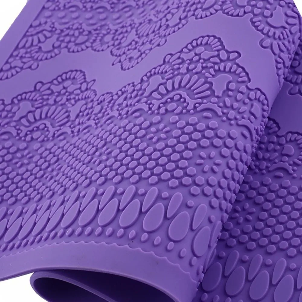 Reusable Flower Silicone Lace Mold Big Non Stick Cake Decorating Mat Round Cake Border Fondant Baking Mat Sugar Paste