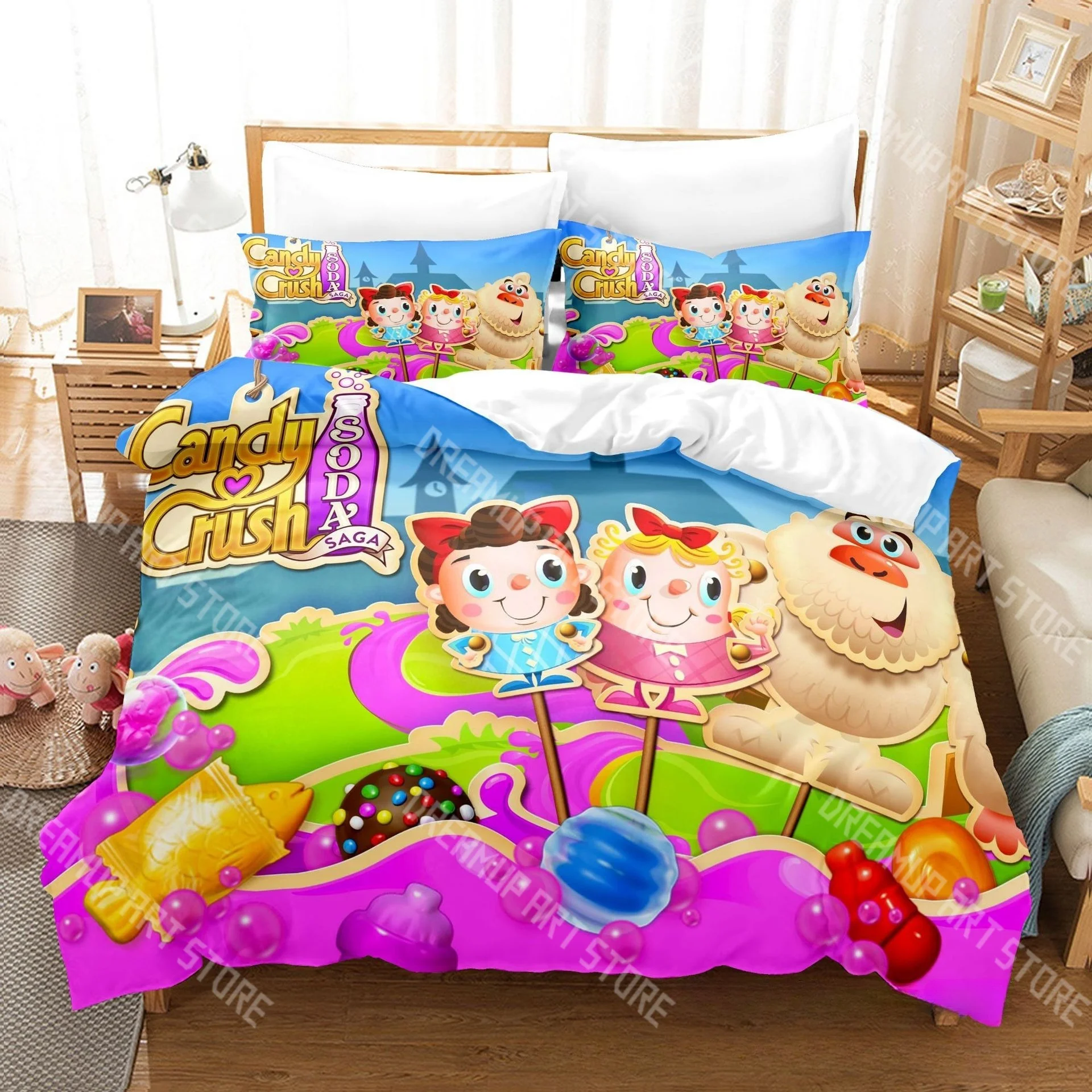 3D Print Candy Crush Saga Game Bedding Set Twin Queen King Full Size Duvet Cover Pillowcase Bed boys girls Adult Home Textiles