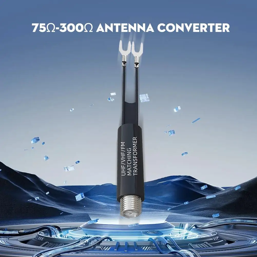 Transformer Adapter UHF/VHF/FM/TV F Cable 75-300 Ohm Balun Antenna Matching Transformer Adapter Cable Television Accessory