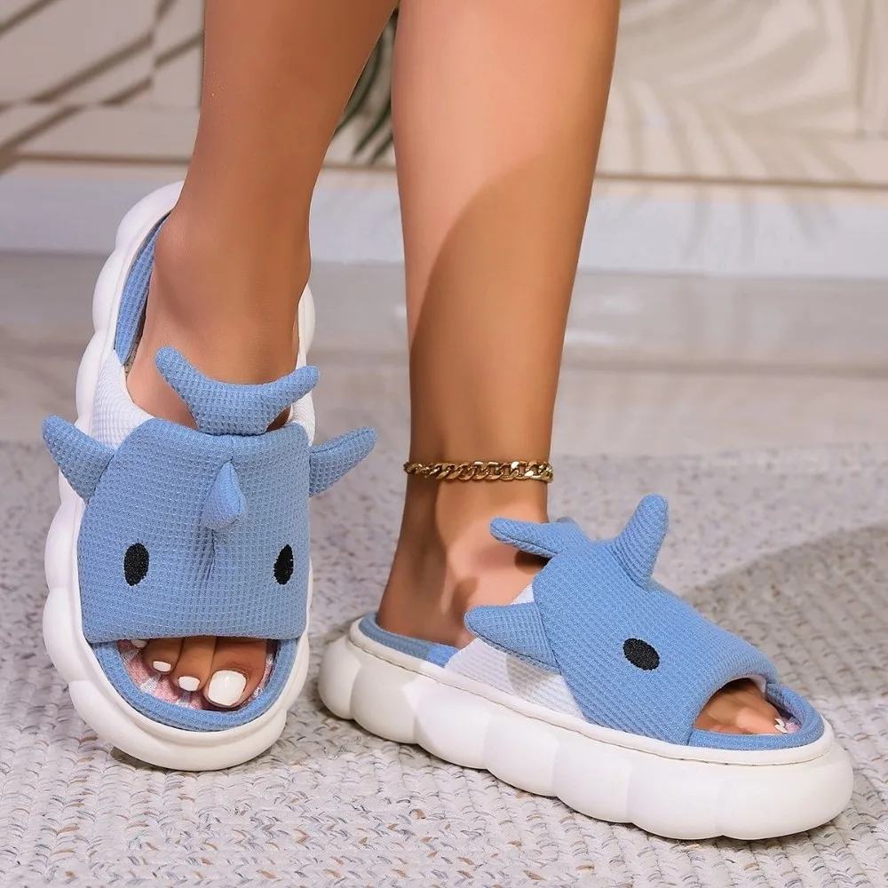 

Cloudy Sharks Slipper Shark Slippers Open-toe Slides Loafers Animals Winter Slippers Soft Winter Shoes Linen Slippers Adults