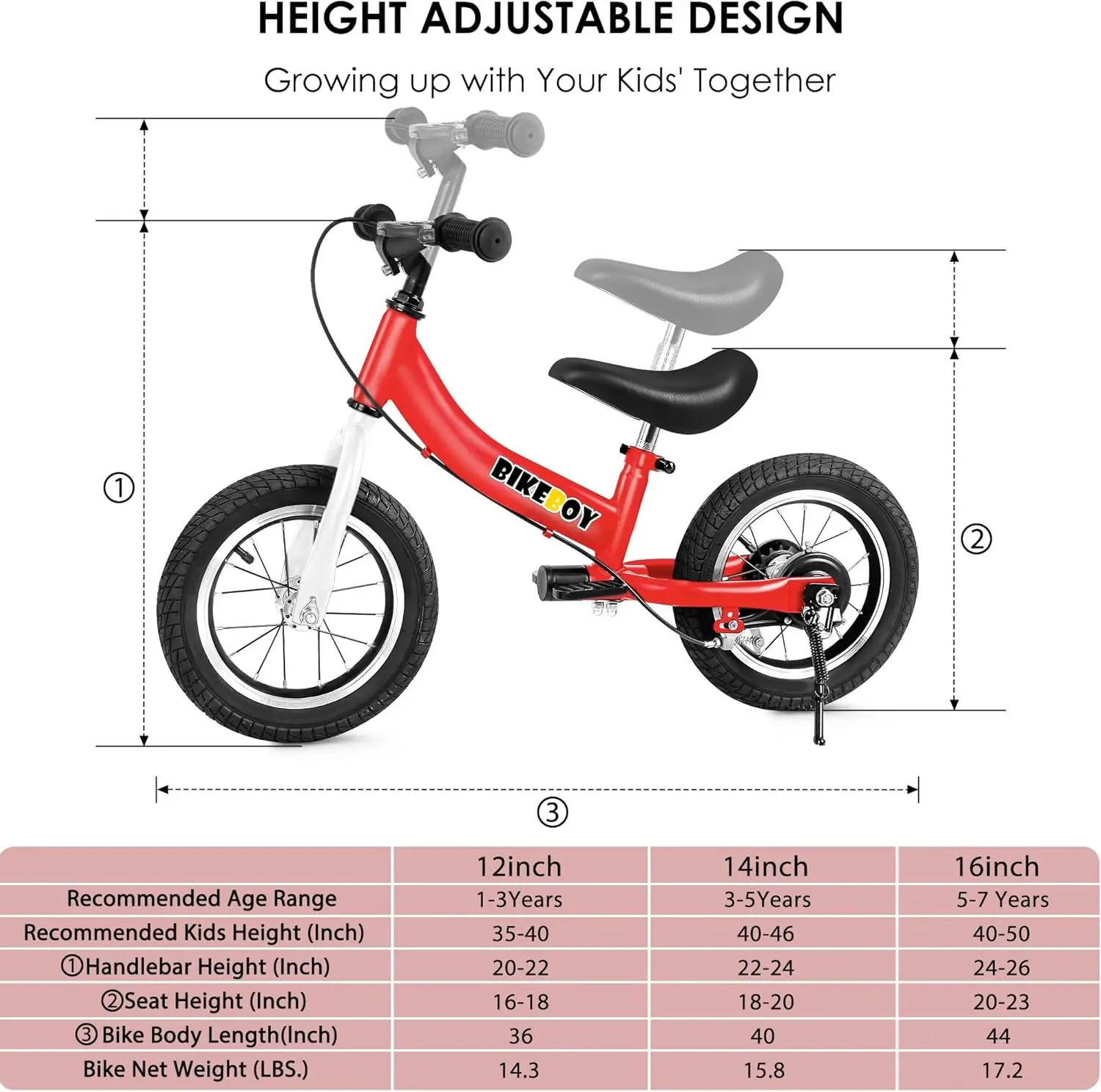 Balance Bike 2 in 1,The Dual Use of a Kids Balance Bike and Toddler Bike, for 2 3 4 5 6 7 Years Old -12 14 16 Inches with Traini