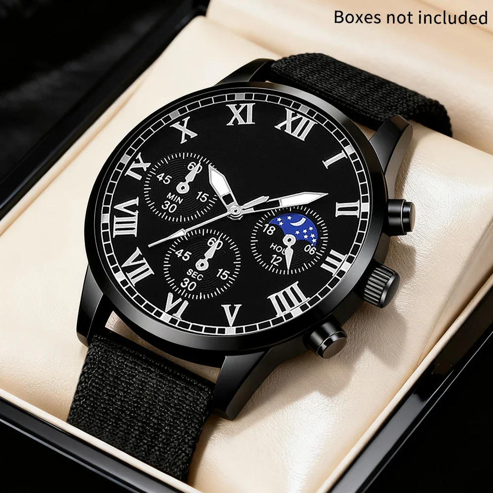 1pc Men's New Watch Canvas Strap Handsome Dial Fashionable Appearance Best Choice for Daily Dressing and Gift Giving
